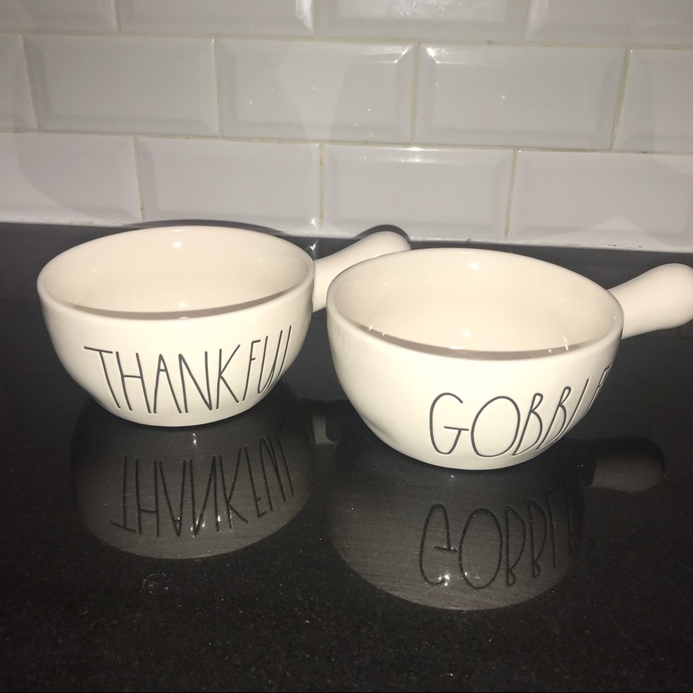 NEW Set of Rae Dunn Thankful and Gobble Soup Bowls